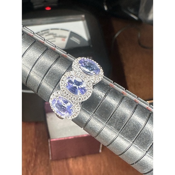 Sterling Silver  2.27ct Tanzanite White Zircon Ring   Size 8 - Picture 7 of 9